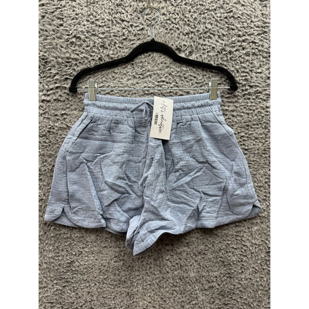 NWT 12th Tribe Bella Donna Cotton Drawstring‎ Shorts Light Blue Womens Size S